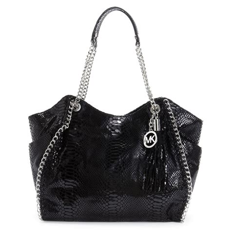 michael kors chelsea large shoulder tote black leather|Michael Kors black leather handbag.